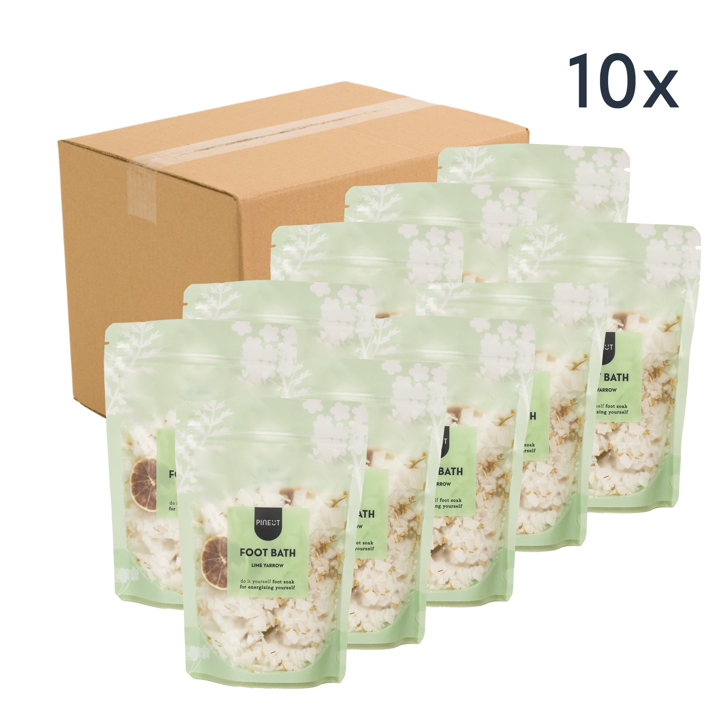 Voetenbad | pouchbag | Lime Yarrow  | Home Spa | Thuis Wellness| Doos met 10 stuks
