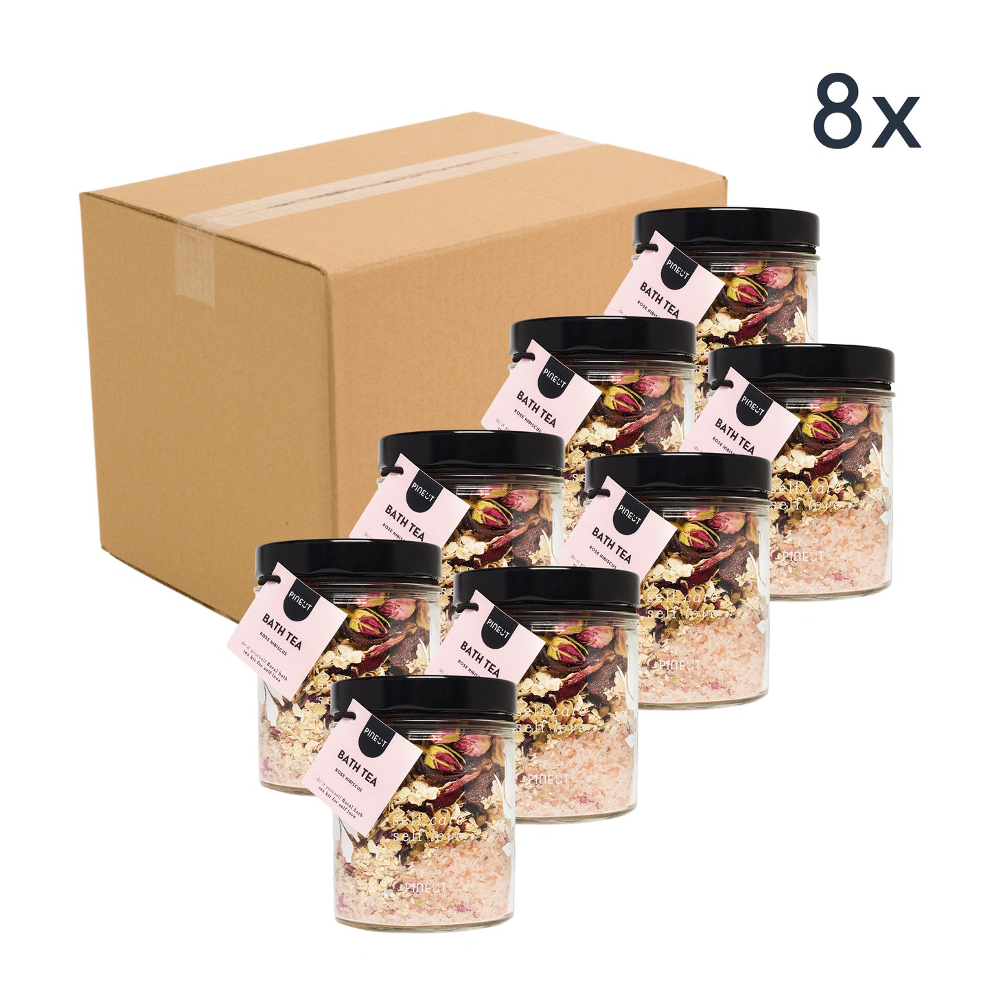 Badthee | pot | Rose & Hibiscus | Home Spa | Thuis Wellness | Doos met 8 stuks