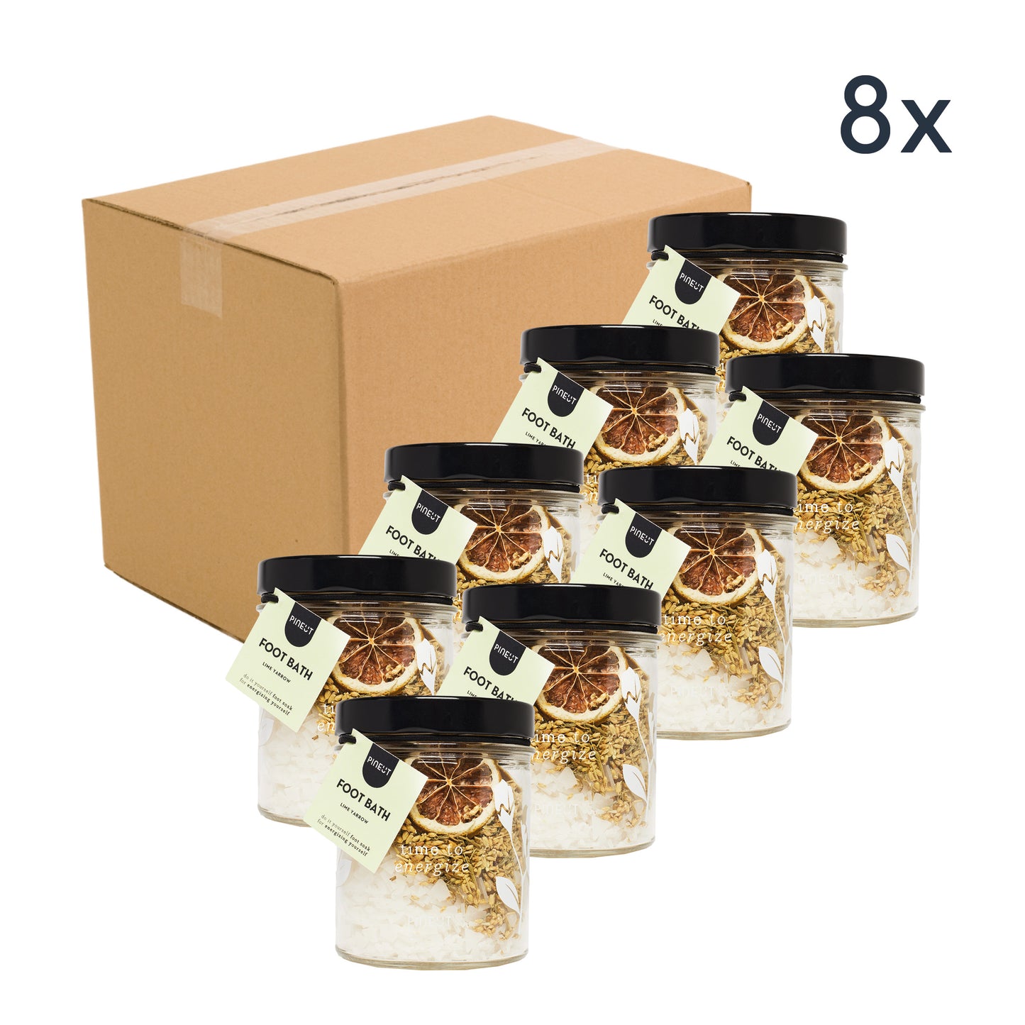 Voetenbad maken | Limoen & Duizendblad | DIY Wellness in pot | Pineut | Thuis Wellness | Doos met 8 stuks