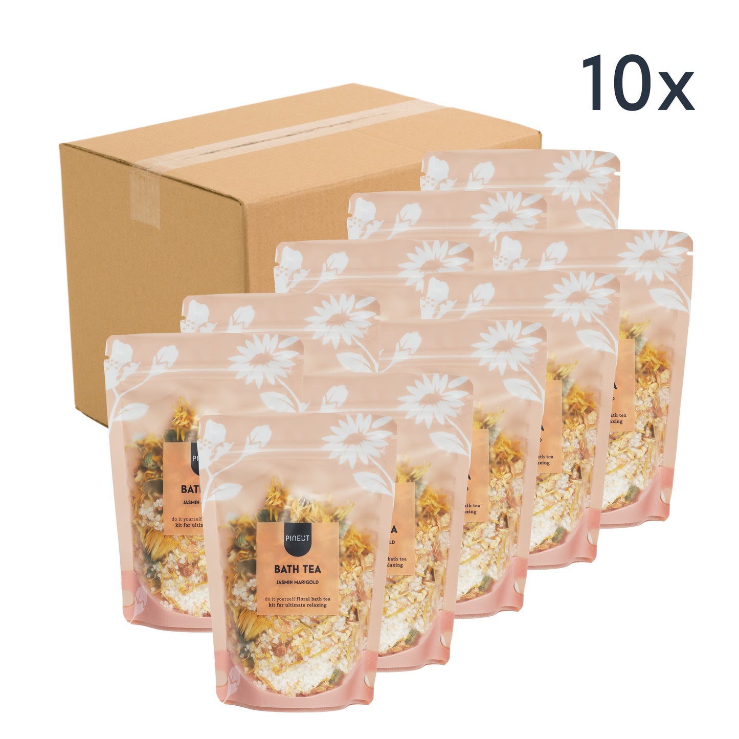 Badthee | pouchbag | Jasmijn & Marigold | Home Spa | Thuis Wellness | Doos met 10 stuks